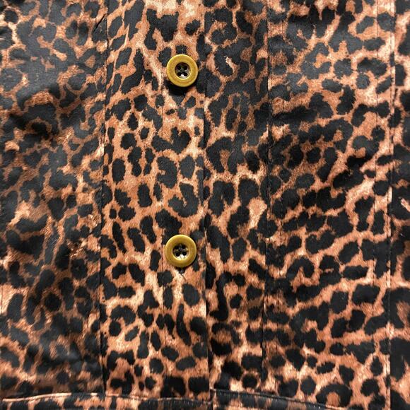 Joan Rivers Women's 14 Brown Animal Print Cotton Stretch Trucker Style Jacket - Picture 4 of 8